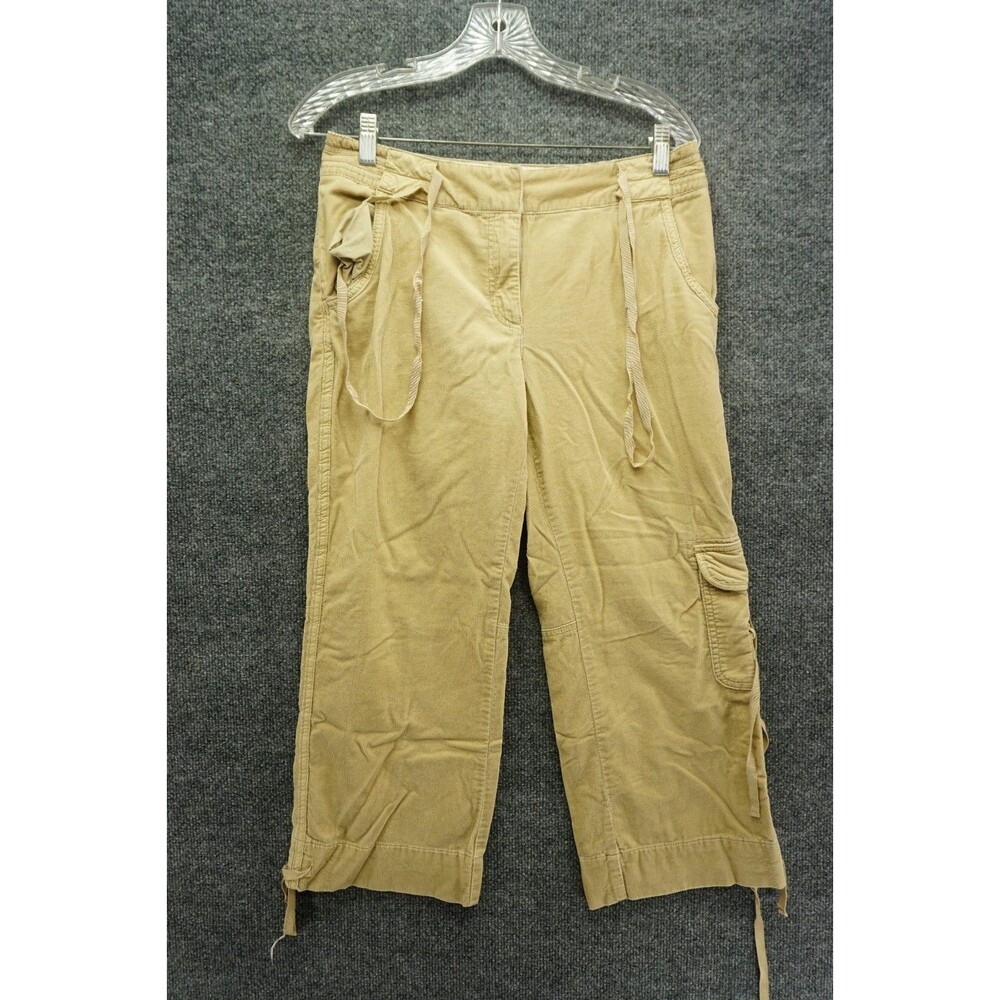 White House Black Market Corduroy Cargo Pants Size 4 Tan Beige Cropped Capris